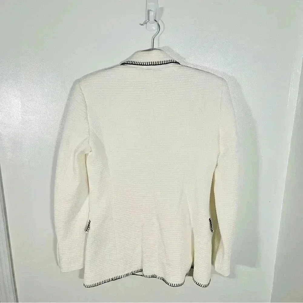 NWT Zara Seamed Straight-Cut Blazer Oyster White - Picture 3 of 8